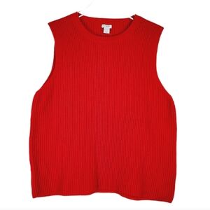 J Crew Red Ribbed Knit Sweater Vest Size XL EUC 100% Cotton Sleeveless Crew Neck